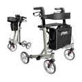 Produktbild: Mobilex Panther 2 Rollator, Aluminium Leichtgewicht 6,8 kg, Faltbar, mit Rückengurt und Tasche, bis 150 kg belastbar, Silber-Schwarz