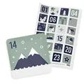 Produktbild: itenga 24x Adventskalenderzahlen Sticker Aufkleber 1 bis 24 blau grün mit Weihnachtsmotiven eckig nordic
