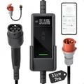 Produktbild: dé Mobile Wallbox 11kW mit APP [7 m | 3-phasig | 6–16 A], Ladekabel e Auto CEE-16A 400V auf Typ 2 mit Einstellbarer Ladeleistung, EV-Charger für ID.3/4/5/7, IX1, Model 3/Y und andere BEV/PHEV