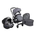 Produktbild: Graco Evo Trio Kinderwagen-Set 3 in 1, Kombikinderwagen, Babywanne und Babyschale (SnugEssentials i-Size), ab der Geburt, Komplettset, inkl. Fußsack und Regenverdeck, klappbar, Suits Me