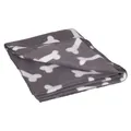 Produktbild: Flamingo Fleecedecke grau 150x130cm Hund Knochenmuster waschbar Plüsch
