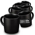 Produktbild: Moritz & Moritz NORDIC Kaffeetassen Set 12-teilig Schwarz - ca. 300ml aus hochwertigem Steinzeug - Stilvolles Design mit Henkel - Tassen mit Henkel für Kaffee, Tee, heiße Schokolade, Cappuccino