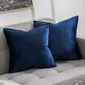 Produktbild: MIULEE 2er Set Samt Kissenbezug Flansch Kissenhülle Dekorative Sofakissen Dekokissen Umwickelte Kante Kissenbezüge Zierkissenbezug für Sofa Wohnzimmer Schlafzimmer 45x45 cm Dunkelblau