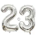 Produktbild: SNOWZAN Luftballon 23. Geburtstag Silber Mädchen Junge Zahl 23 Riesen Folienballon Helium Nummer 23 Luftballon Große Zahlen 23 Jahre XXL 23. Happy Birthday 32 Zoll Riese Zahl 23Geburtstag für Party