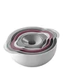 Produktbild: Zeller 26492 Multifunktions-Küchen-Set, 5-tlg., Kunststoff, ca. Ø 31,7 x 12,5 cm , weiß/grau/beere, Schüssel-Set Rund: Küchensieb mit Abgießfunktion, Rührschüssel, Salatschüssel, Zitronenpresse