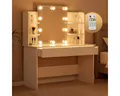 Produktbild: Casaria Schminktisch Lucia (1-St), mit Spiegel und LED Beleuchtung Schminkkommode Schublade 110x40cm Weiß