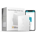 Produktbild: meross Smart Rolladenschalter Wlan funktioniert mit Homekit, Alexa, Google Home, 80x80mm, Smart Jalousien Schalter/Rolladensteuerung mit Zeitschaltuhr und Sprachsteuerung, Benötigt Nullleiter