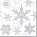 Produktbild: Ambiente Servietten 33x33cm für Weihnachten, Motiv: Snow Crystals silver - Schneekristalle (Inhalt 20 Stk)