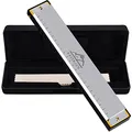Produktbild: EASTROCK Mundharmonika C-Dur Harmonica mit Box 24-Loch Muntamonika für Student, Fortgeschrittene und Anfänger Silber und Schwarz (24 Löcher, Silber)
