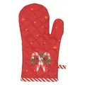 Produktbild: Clayre & Eef Ofenhandschuh 18x30 cm Weiß Rot Baumwolle Nussknacker Ofenhandschuh