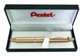 Produktbild: Pentel BL407X-BOX EnerGel Liquid-Gel-Roller Sterling mit vollflächig goldene Gehäuse, Strichstärke 0.35 mm, Kugeldurchmesser 0.7 mm, schwarz, 1 Stück (1er Pack)