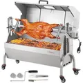 Produktbild: Lammgrill, Spanferkelgrill, Spießbratengrill, 90 Kg Bbq-holzkohle-spießgrill Für Ganzes Schwein, Lamm, Ziege, Elektrischer 52-w-motor, Edelstahl-drehspießröster Mit Feststellbaren Rädern - Vevor