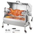 Produktbild: VEVOR Lammgrill, Spanferkelgrill, Spießbratengrill, 90 kg BBQ-Holzkohle-Spießgrill für ganzes Schwein, Lamm, Ziege, elektrischer 52-W-Motor, Edelstahl-Drehspießröster mit feststellbaren Rädern
