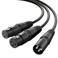 Produktbild: Tisino Y-Kabel, XLR-Mikrofonkombinator, symmetrischer Mikrofonadapter (2 Buchse auf 1 Stecker) – 2 m