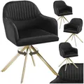 Produktbild: tectake® 4 x Esszimmerstuhl drehbar, Armlehnstuhl drehbar, ergonomischer Stuhl Samt, Stühle für Esszimmer, Möbel für Wohnzimmer, Arbeitszimmer, Esstisch, Schminktisch - 4er Set - schwarz/Gold