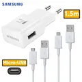 Produktbild: 2x 1,5m Original Samsung Micro-USB Ladekabel+ 1x Original schnelllade Adapter