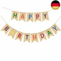 Produktbild: qingmeng Happy Birthday Girlande Banner, Bunte Geburtstag Boho Leinen Deko
