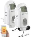 Produktbild: revolt Thermostat Heizung WiFi: 2er-Set WLAN-Steckdosen-Thermostate für Heizgeräte, App, Sprachbefehl (Alexa Thermostat-Steckdose, Universal-Thermostat Steckdose, Zeitschaltuhr)