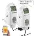 Produktbild: revolt 2er-Set WLAN-Steckdosen-Thermostate für Heizgeräte, App, Sprachbefehl