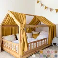 Produktbild: lilimaus Hausbett Himmel [in 12 Farben] Betthimmel Hausbett aus 100% Baumwolle Musselin - Stoffhimmel für Hausbett Deko Mädchen & Jungen - Himmel für Hausbett Kinder - Bett Vorhang Kinderbett