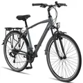 Produktbild: Licorne Bike Life M-V-ATB Premium Trekking Bike in 28 Zoll - Fahrrad für Herren, Jungen, Damen und Herren - Shimano 21 Gang-Schaltung - Herren Citybike - Männerfahrrad. Zoll:28.00;Farbe:Grau/Schwarz