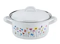 Produktbild: Riess, 0129-070, Kasserolle mit Deckel, COUNTRY SONDEREDITION FLORA, Durchmesser 18 cm, Inhalt 1,5 Liter, Hohe 8,8 cm, Emaille, weiß mit Blumendekor, Induktion