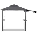Produktbild: Sekey Grill Pavillon Wasserdicht 2.45 x 1.50m Gartenpavillon mit Markise, Sonnenschutz Gartenlauben Gartenzelt für Partys Picknick BBQ´s, UV-Schutz 50+, Grau