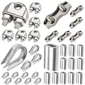Produktbild: Leaum 36 Stück Drahtseilklemme Set, mit Drahtseilklemme 3mm Edelstahl M3, Drahtseil Kauschen 3mm und Pressklemme 3mm Aluminium für Drahtseil, StahlKabel