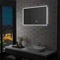 Produktbild: LED-Badspiegel mit Berührungssensor und Zeitanzeige 100x60 cm