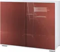 Produktbild: Vladon Kommode Skadu V3, Moderner Küchenschrank mit 2 großen Türen Weiß matt / Bordeaux Hochglanz (92,5 x 75.5 x 35)