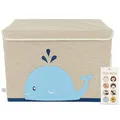 Produktbild: Bieco Aufbewahrungsbox mit Deckel | 65L faltbar | ca. 36x36x51cm | Spielzeugkiste mit Deckel | Aufbewahrungsbox Kinder | Kisten mit Deckel | Aufbewahrungsbox Groß | Wickeltisch Organizer | Wal Motiv