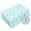 Produktbild: ZOLLNER 6er Set Geschirrtücher Baumwolle in 65x65 cm - extrem saugstarke und robuste Küchentücher - waschbar bis 60°C – in Mint kariert - Gastronomiequalität - Oeko Tex® Zertifiziert