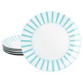 Produktbild: MamboCat Split türkis 6er Set Speiseteller I Ø 27cm I Porzellan-Essteller mit Streifen für 6 Personen I große Teller für Hauptmahlzeiten, zum Grillen & Co