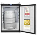 Produktbild: Exquisit Bierkühler, 163 Liter, mit Zapfvorrichtung, Gitterablagen, Türanschlag wechselbar, 89 cm Höhe, 42 dB, Display, BK160-HE-300G inox