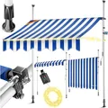 Produktbild: KESSER® Klemmmarkise mit Handkurbel & LED Lichterkette | Balkonmarkise ohne Bohren | Markise UV-beständig höhenverstellbar & wasserabweisend | Sonnenschutz für Balkon Terrasse & Garten 400cm