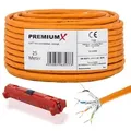Produktbild: PremiumX 25m CAT 7 Netzwerkkabel Simplex LAN-Kabel Ethernet Datenkabel S/FTP PiMF Eca Cat7 Cat.7 inkl. Entmanteler