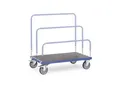 Produktbild: fetra 4463 Plattenwagen ohne Bügel aus Stahlrohr mit Holzplattform und Lenkrollen (Tragkraft:750 kg, TPE-Reifen))