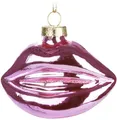 Produktbild: BRUBAKER Kussmund - Handbemalte Weihnachtskugel aus Glas - 9 cm Baumkugel Lippen Mund Rosa - Anhänger Weihnachten für Frauen - Mundgeblasener Christbaumschmuck - Figur Lustig Deko Anhänger