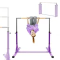 Produktbild: Hauki Gymnastik Turnreck, Lila, Gymnastikstange faltbar, Kinder Gymnastics Bar, Reckstange höhenverstellbar 95,5-150 cm, Turnstange Holz/Stahl, Trainingsgeräte Indoor/Outdoor Übungsstange Heimtraining
