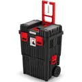 Produktbild: Kistenberg 2 in 1 Werkzeugtrolley Werkzeugkiste Werkzeugkasten Werkstattkoffer Rollende Werkstatt (Klemmverschlüssen, Organizer im Deckel, Staubdicht, 450 x 360 x 640 mm (Mit Kunststoff-Verschluss)