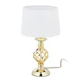 Produktbild: Relaxdays Tischlampe modern, Nachttischlampe Touch, 3 Stufen dimmbar, E14 Tischleuchte edel, HxD 43,5 x 25 cm, gold/weiß