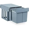 Produktbild: Relaxdays - Einbaumülleimer Küche, Auszug, Müllsystem Unterschrank, 15 & 8 l, Kunststoff, HxBxT: 35,1 x 34,3 x 48 cm, grau