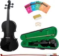 Produktbild: Geige Violine 4/4 Set Schwarz Fichte Ahorn Karbonfaser Softcase Palisander Bogen