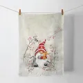 Produktbild: Ambiente Küchentuch Geschirrtuch Deko Küche 70 x 50 cm 100% Baumwolle Wichtel Zwerg mit Hase in Winterlandschaft Winter Advent Weihnachten Serie Dwarf Hug