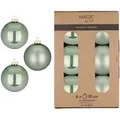 Produktbild: 6 Weihnachtskugeln Glas 10cm matt & glänzend Christbaumkugeln Weihnachtsbaumkugeln Groß Christbaumschmuck Weihnachtsbaumschmuck Deko Salbeigrün
