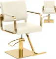 Produktbild: Physa OTLEY Friseur- und Kosmetikstuhl mit Fußstütze - Creme und Gold