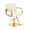 Produktbild: Physa Friseurstuhl mit Fußstütze Creme/golden 50-66 cm höhenverstellbar 360° drehbar Konstruktion aus Edelstahl mit großer Basis Barberstuhl Friseursessel