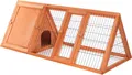 Produktbild: Wiltec Hasenstall in Dreiecksform, 118 x 50 x 45 cm, Kaninchenstall mit Freilauf und Schlafbereich, Kleintierstall aus Fichtenholz, Außengehege mit Türen