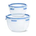 Produktbild: EMSA Clip & Close Frischhaltedosen-Set, rund, 1,1 L+ 2,6 L, Aufbewahrungsboxen, 100 Prozent dicht, spülmaschinen-, gefrier-, mikrowellenfest, Transparent, Blau, Made in Germany, N10116