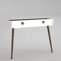 Produktbild: moebel17 Alphamoebel 4654 Nadya Konsolentisch Ablagetisch Beistelltisch, Weiß Walnuss, Holz, mit Massivholz Füße, große Schublade, viel Stauraum, spezielle Griffe, 120 x 90 x 35 cm